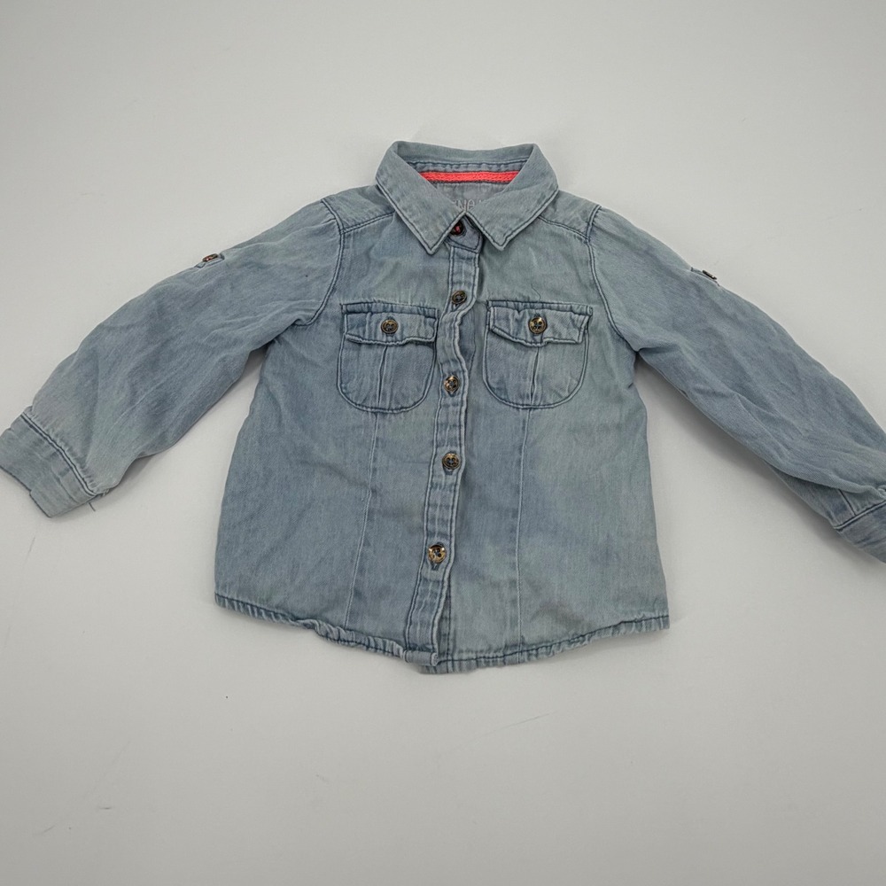 OshKosh B'gosh‎ Denim Button Down Shirt 18M Light Wash Blue Long Sleeve Cotton